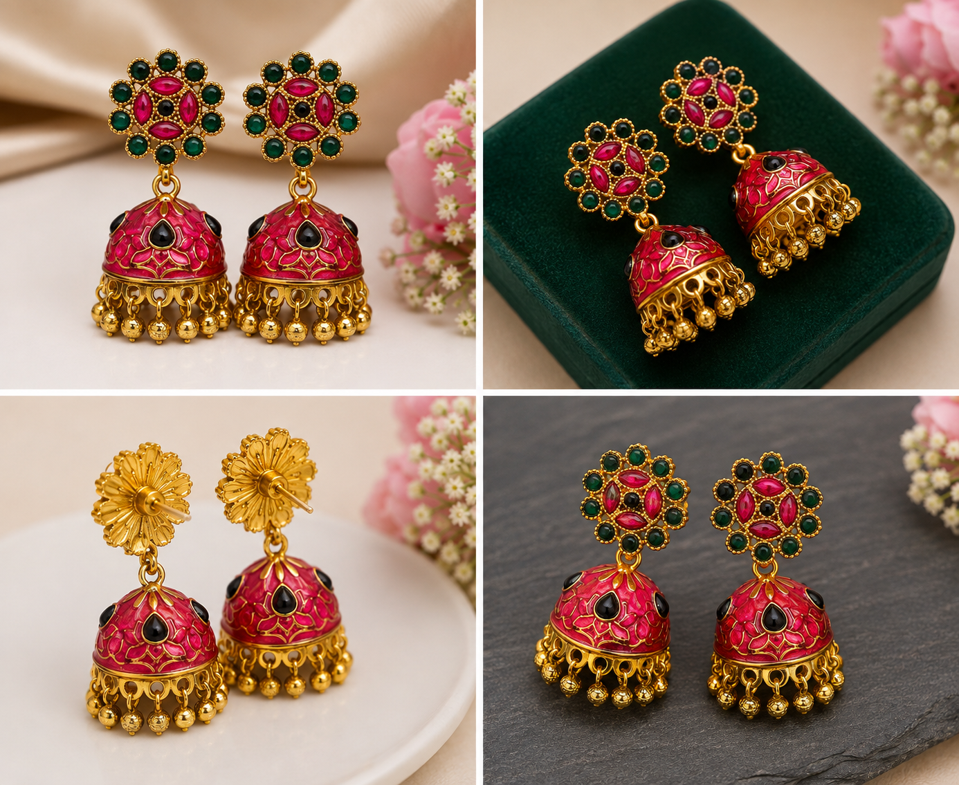 Gold-Plated Jhumka Earrings.