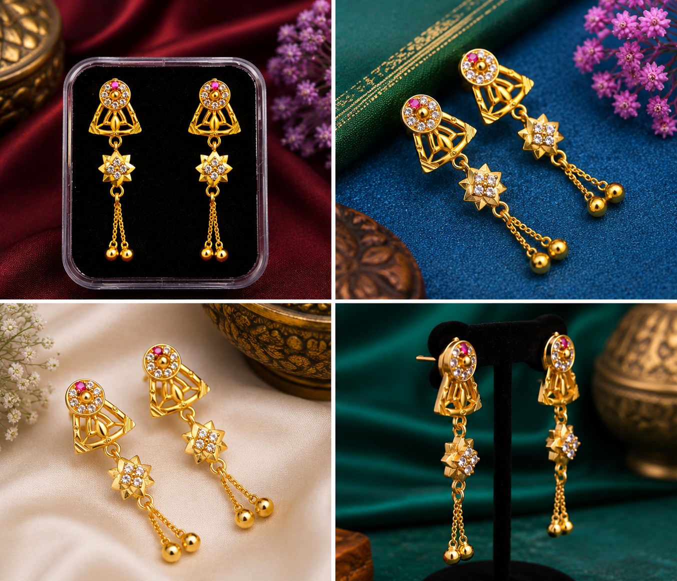 1 Gram Gold Designer Drop Earrings