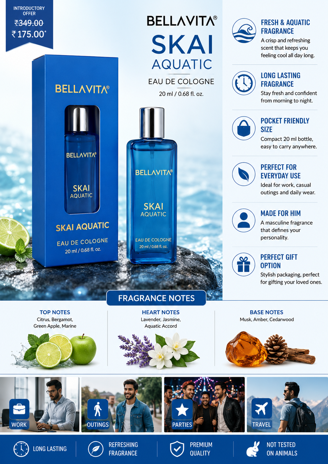 BellaVita Skai Aquatic Eau De Cologne