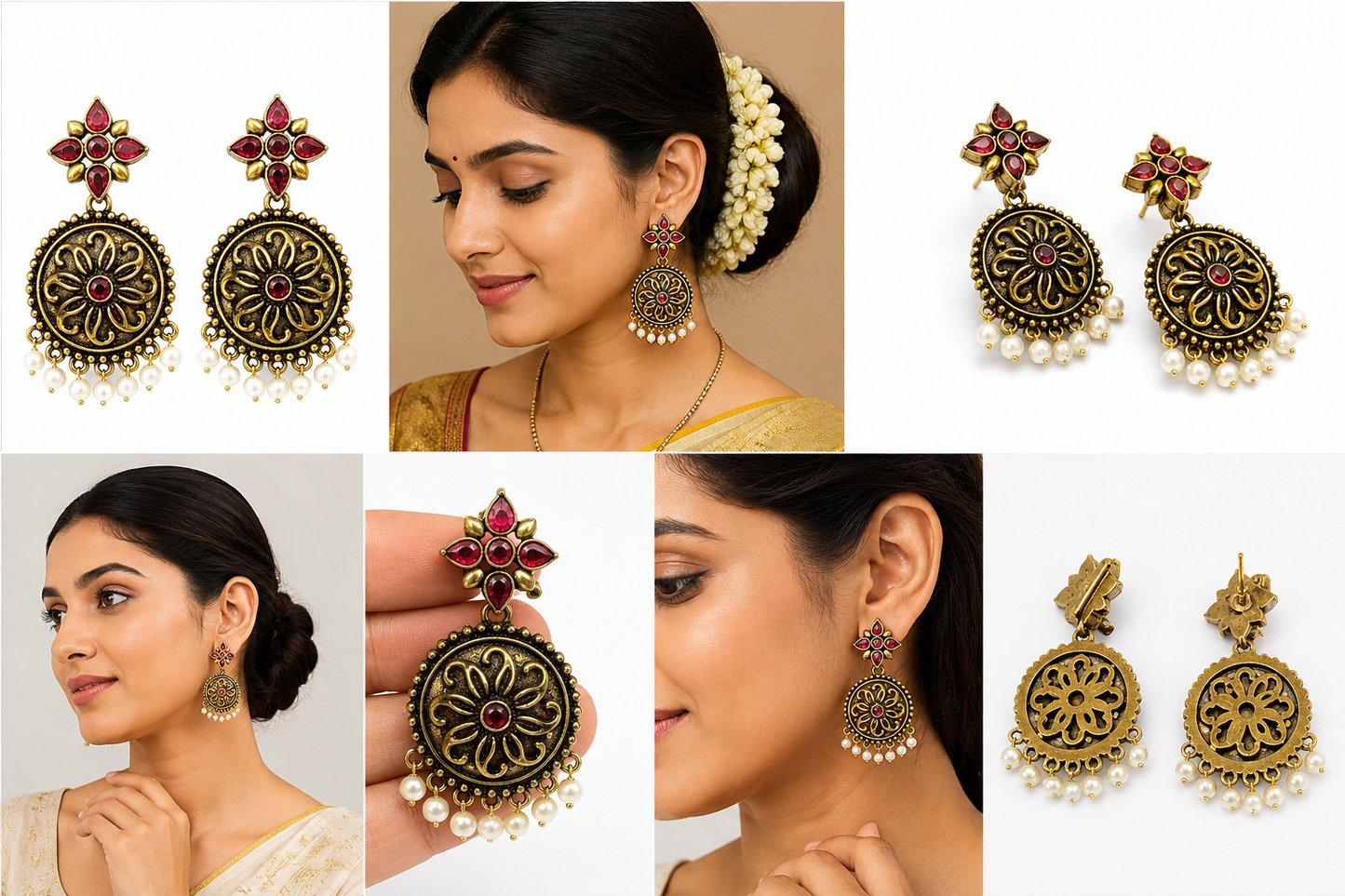 Antique Gold Plated Pearl Drop Earrings for Women | Traditional Designer Ethnic Earrings