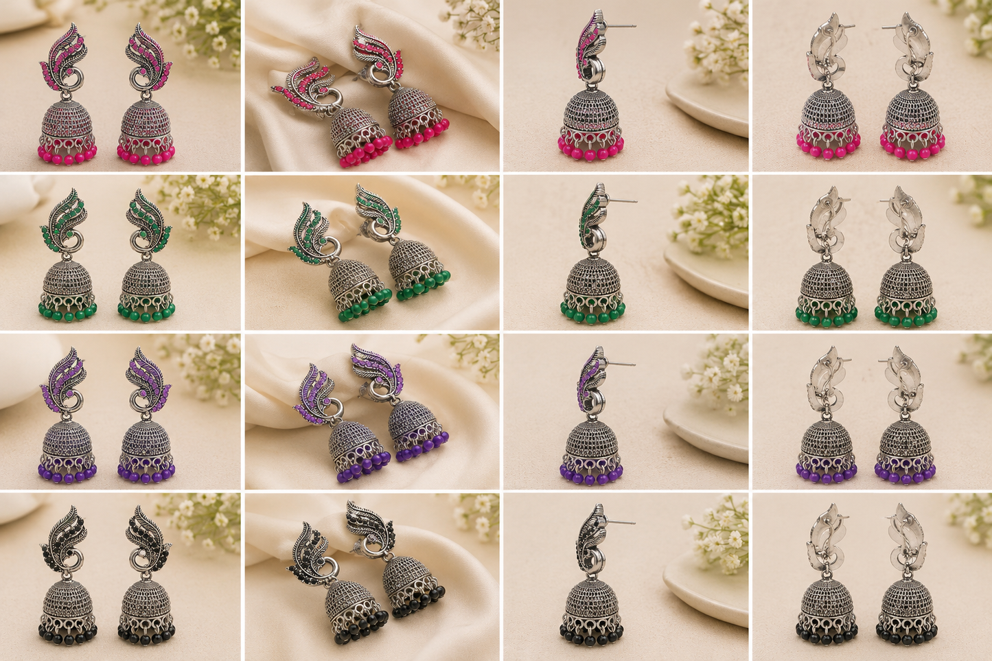 Oxidised Jhumka Earrings