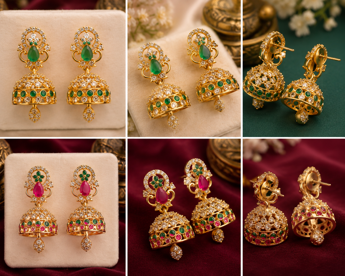 1 Gram Gold Designer Jhumka Earrings