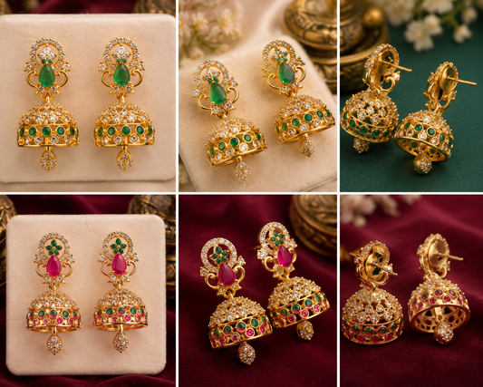 1 Gram Gold Designer Jhumka Earrings