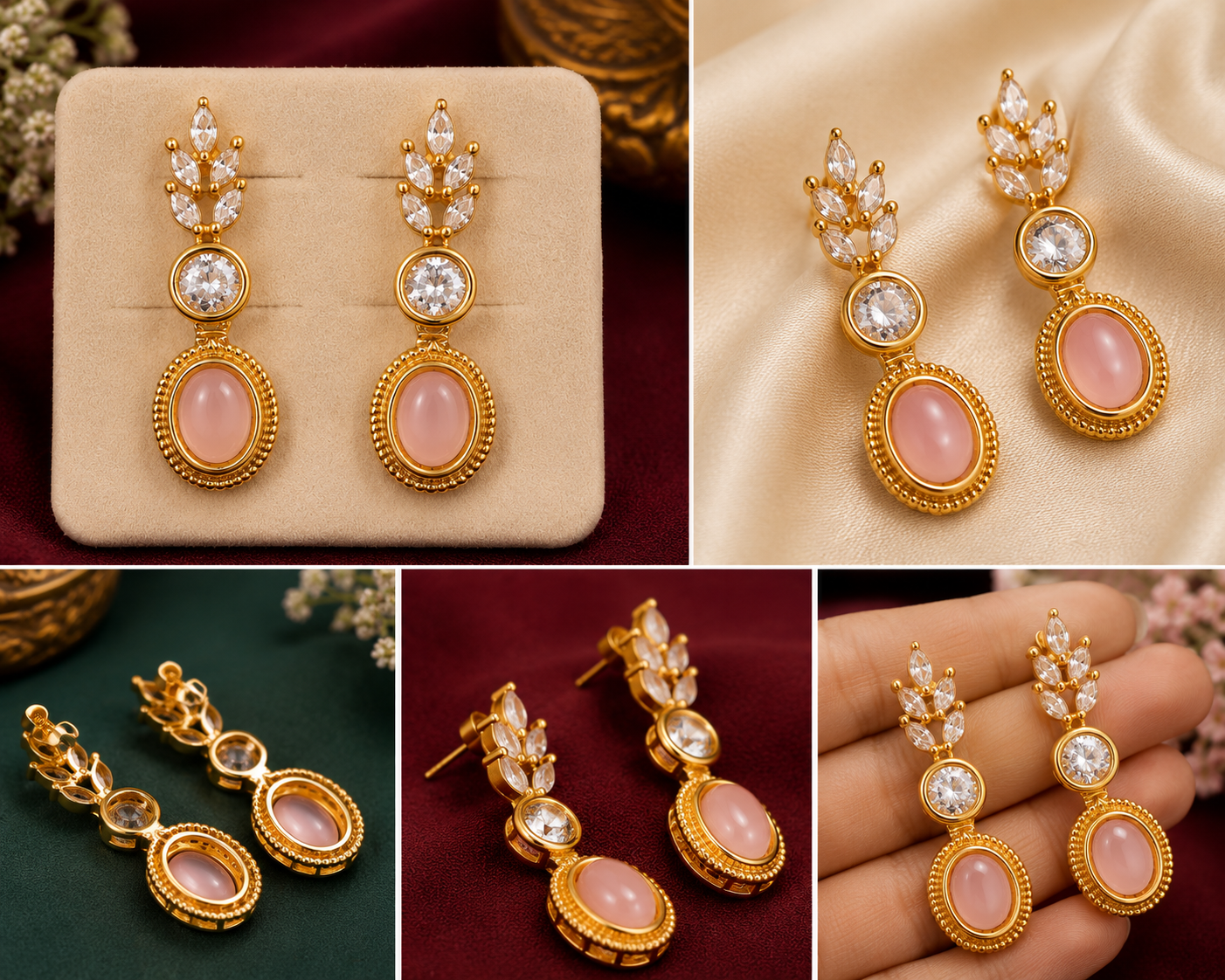 1 Gram Gold Designer Drop Earrings