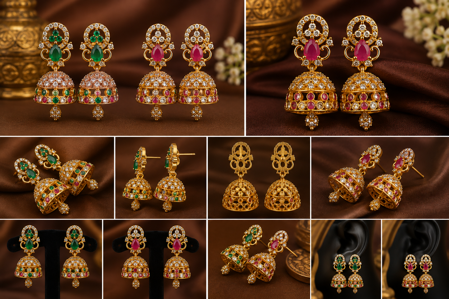 1 Gram Gold Jhumka Earrings – Premium Quality
