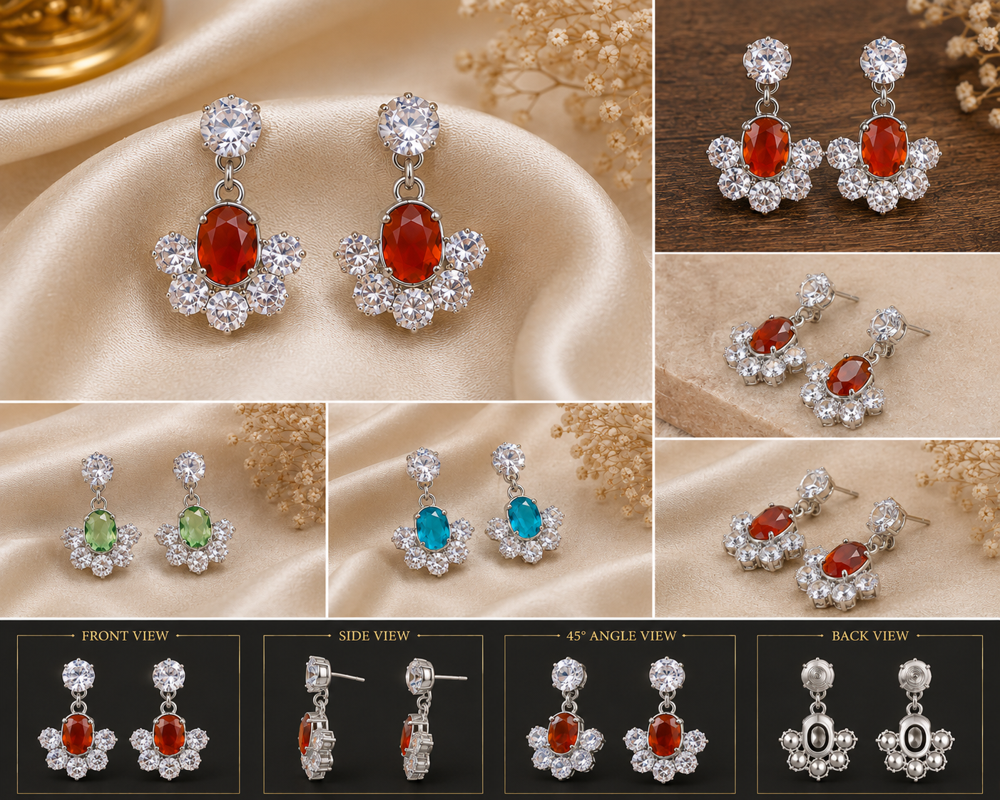  Elegant Crystal Stone Drop Earrings