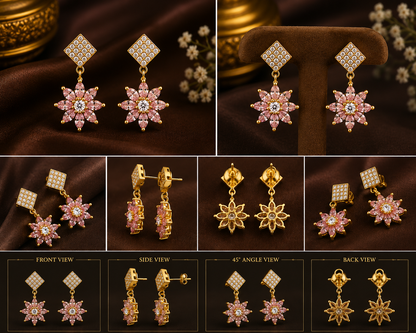 1 Gram Gold and Purple Flower Earring Showcase