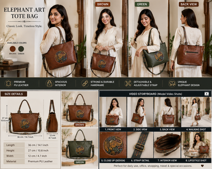 Women’s Elephant Design Tote Handbag